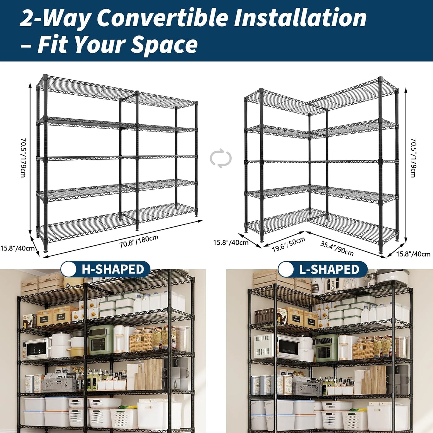 TWISTER.CK Heavy Duty Metal Shelving Unit 5 Tier Storage Rack