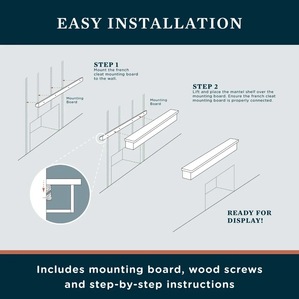 Salem Wood Mantel Shelf Wall Mounted Rustic Fireplace TV Decor