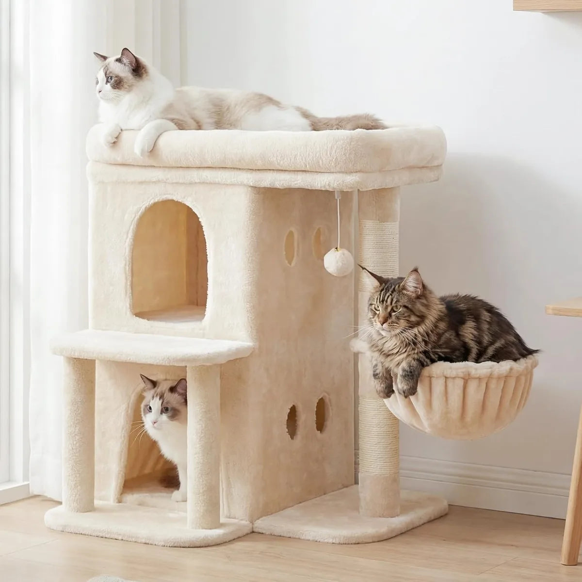 NBVCX Cat Tower With Large Perch And Dual Condos Premium