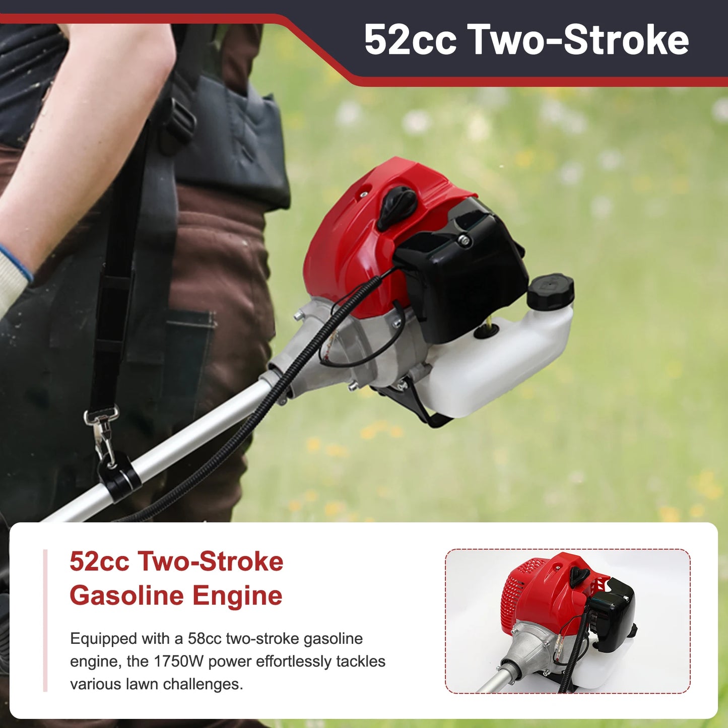 52cc 2 Stroke Gas Powered Weed Eater With Straight Shaft