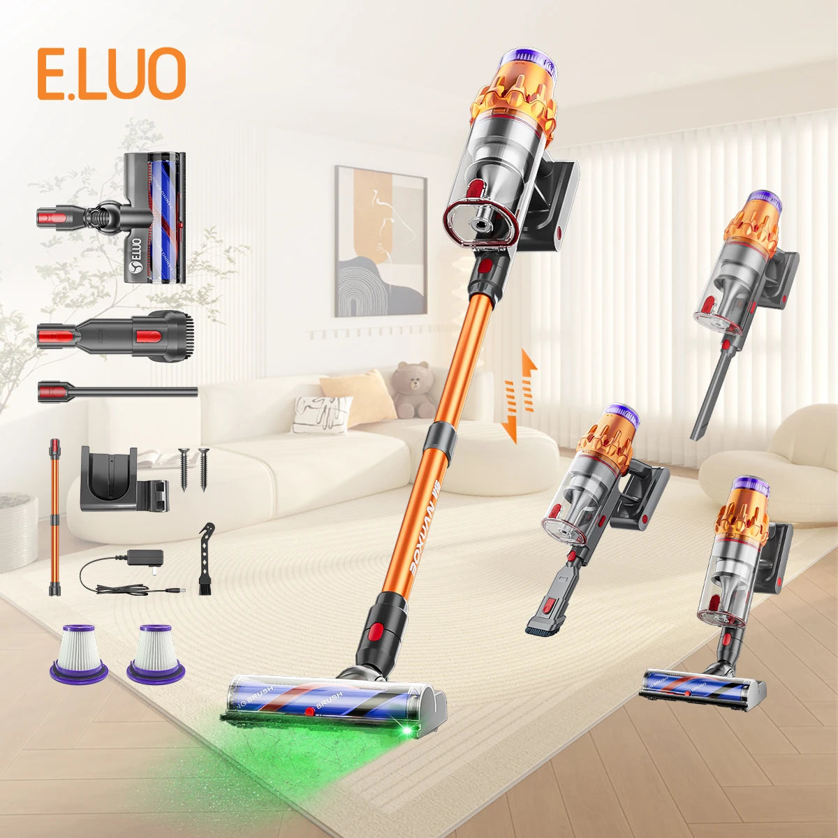 E.LUO Wireless Vacuum Cleaner Handheld Brushless Motor