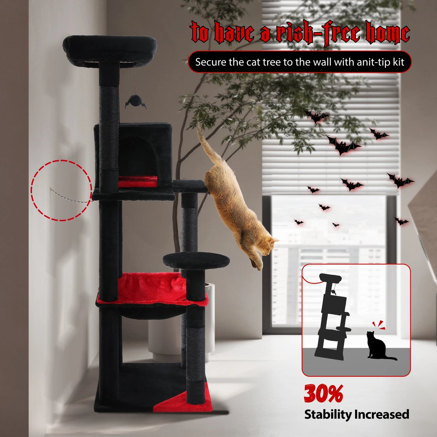 PAWZ Road Gothic Indoor Cat Tree With Hammock And Condo