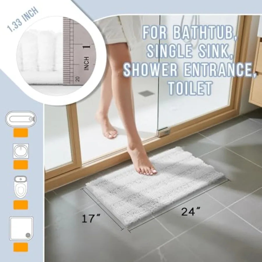 Ultra Plush Chenille Bath Mat Non Slip And Super Absorbent