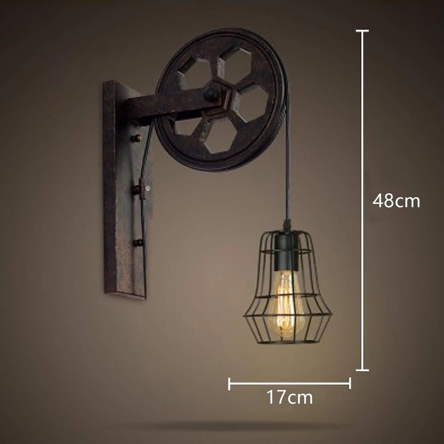 Bymaocar Industrial Wall Sconce Lift Pulley With Iron Cage