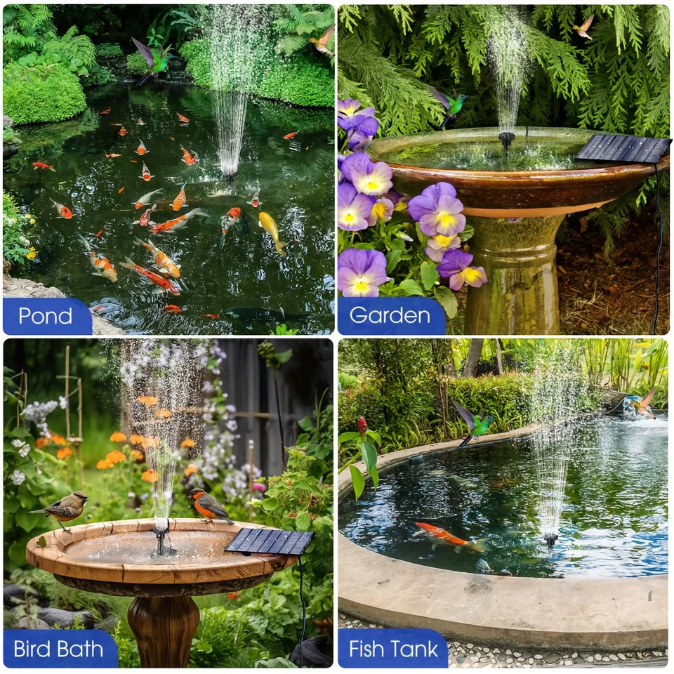 Floating Solar Fountain Pump With Six Nozzles And 1.4W Panel For Ponds