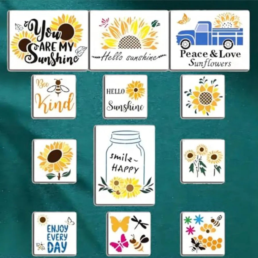 Sunflower Stencil Set For Painting Reusable Plastic Templates For Crafts