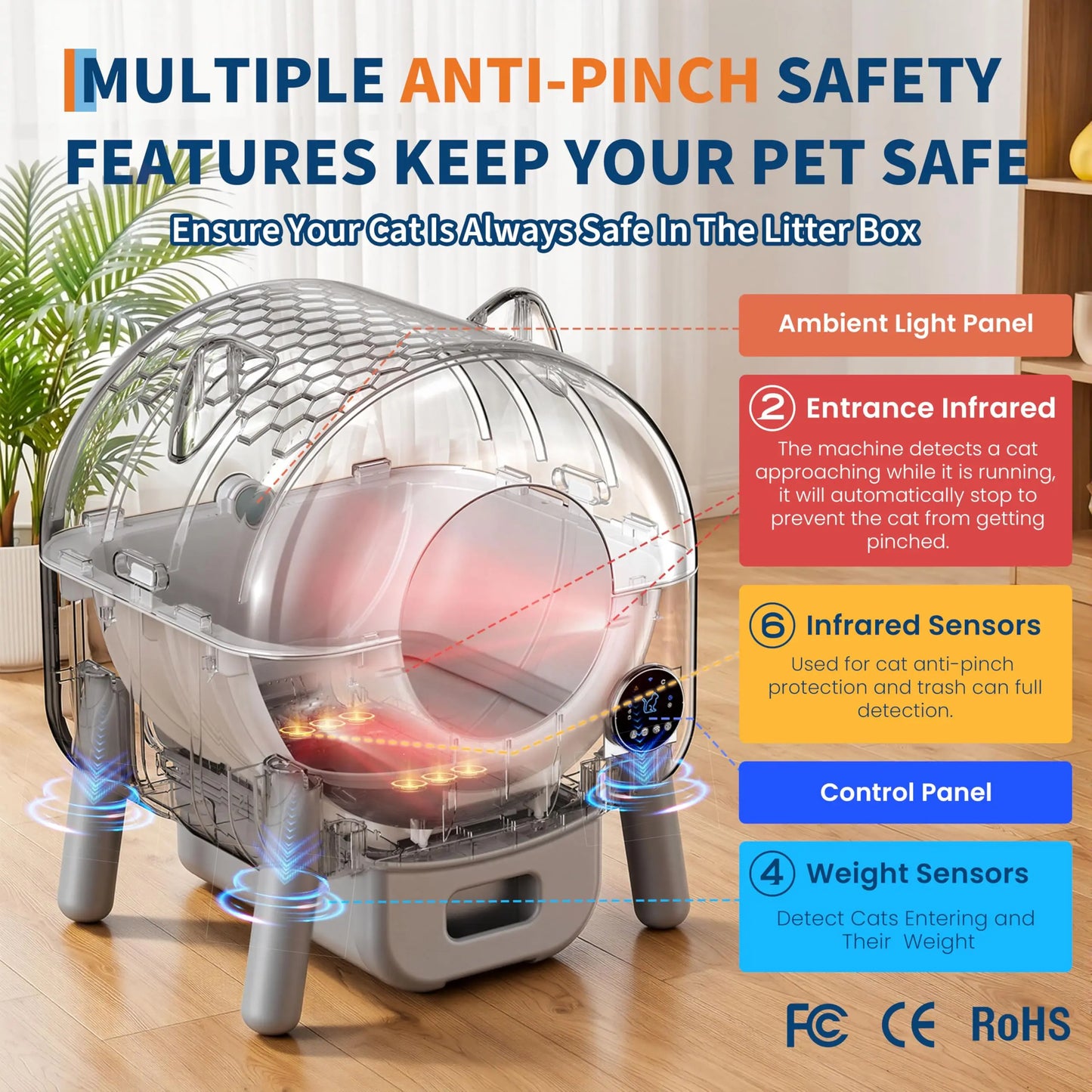 HiMISS Automatic Self Cleaning Cat Litter Box App Controlled