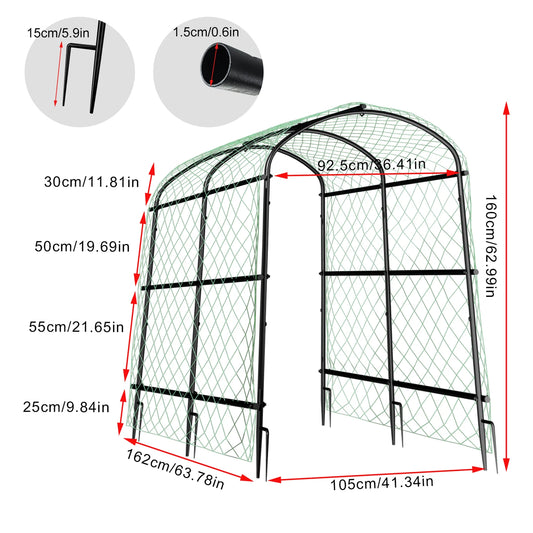 U Shaped Garden Cucumber Trellis With Nylon Netting And Spikes