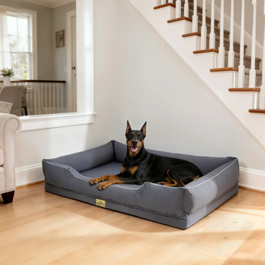 BORWART Orthopedic Dog Bed With Bolster Sides Waterproof Removable Cover