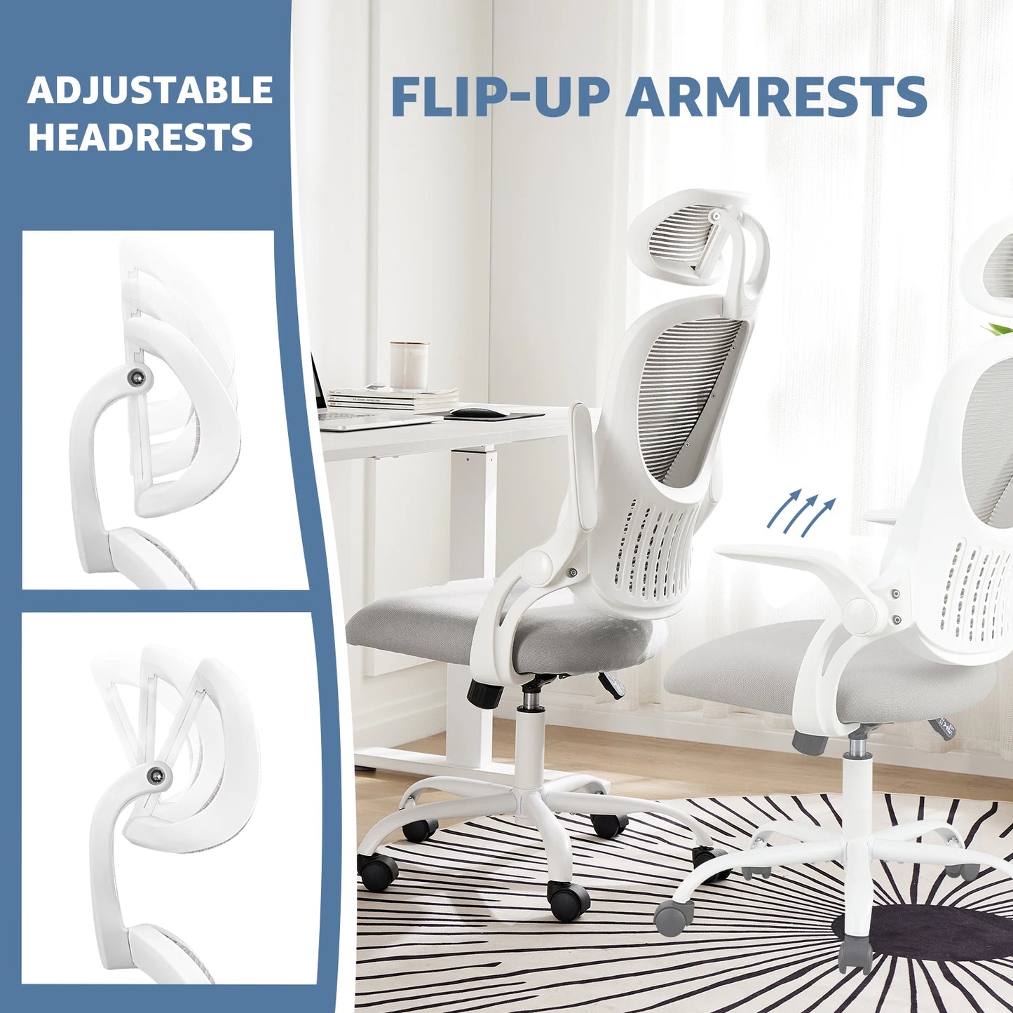 JHK Mesh Ergonomic Office Chair With Adjustable Headrest And Lumbar