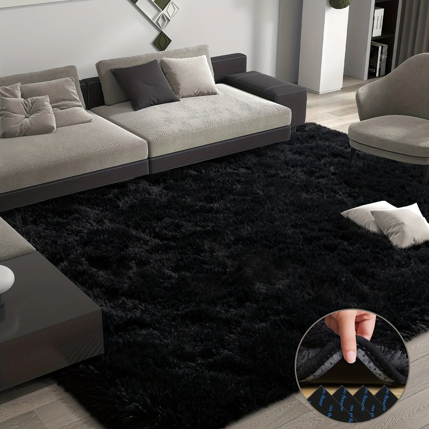 Plush Geometric Area Rug For Living Room And Bedroom Decor