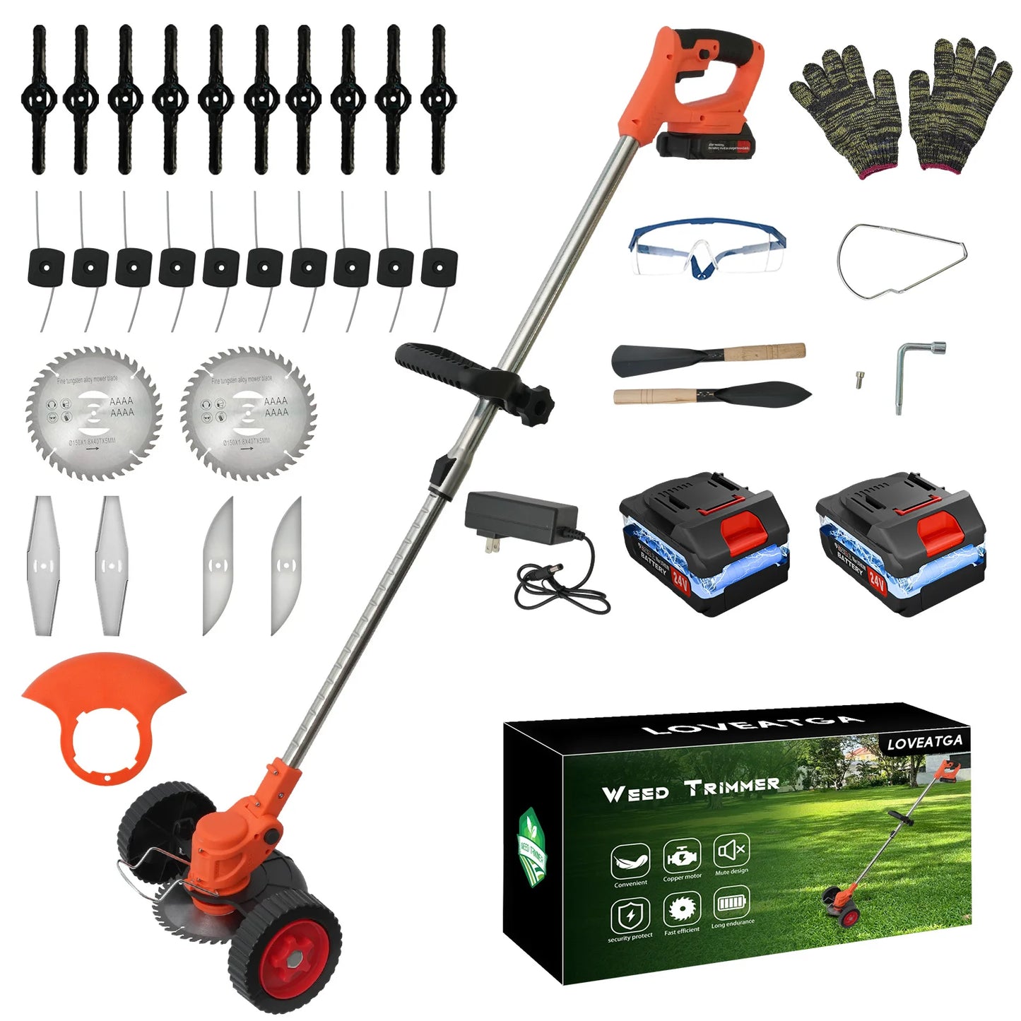 21V Cordless Lawn Mower 3-In-1 Trimmer Edger Brush Cutter Kit