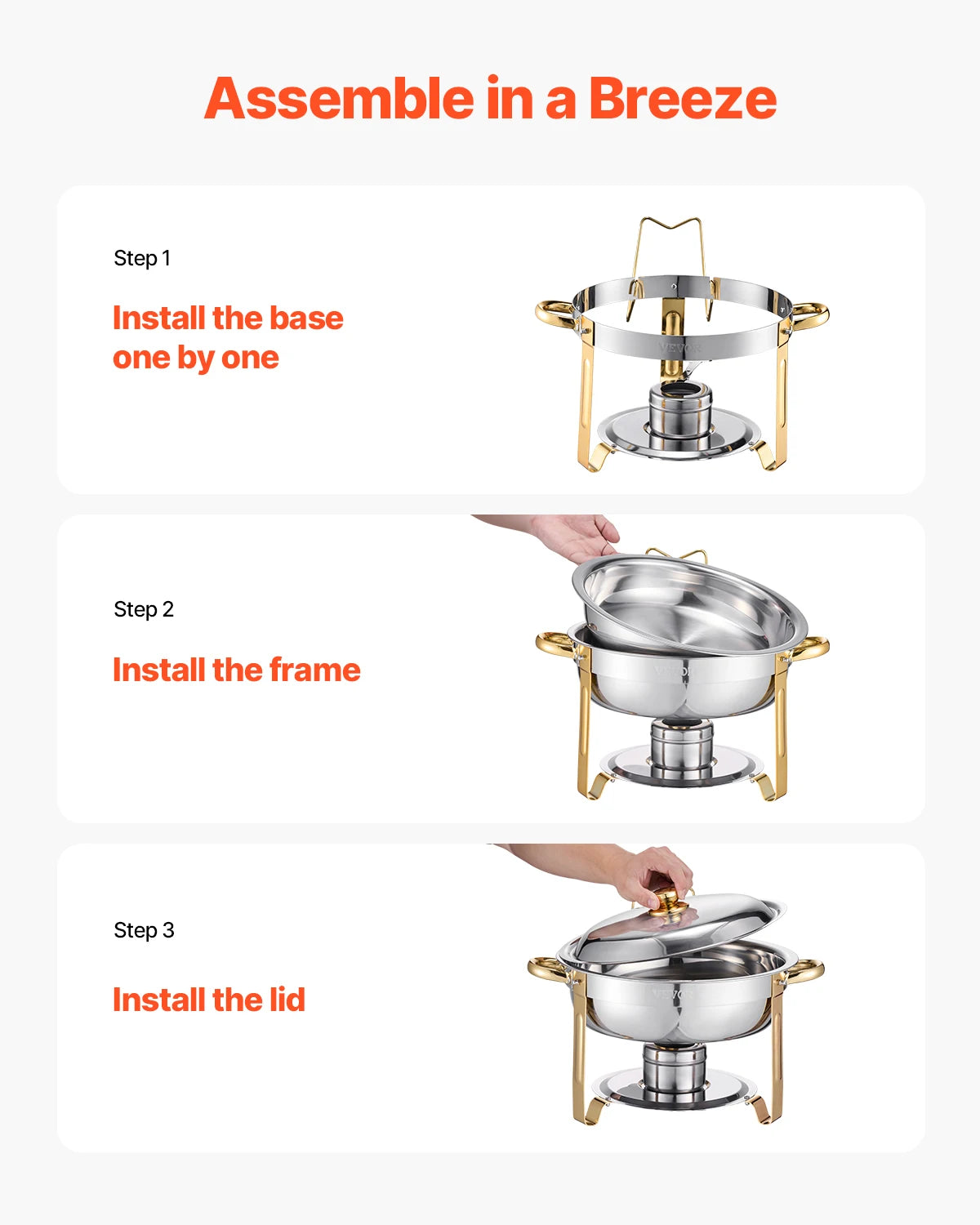SucceBuy Chafing Dish Buffet Set Stainless Steel 4-Pan Warmer