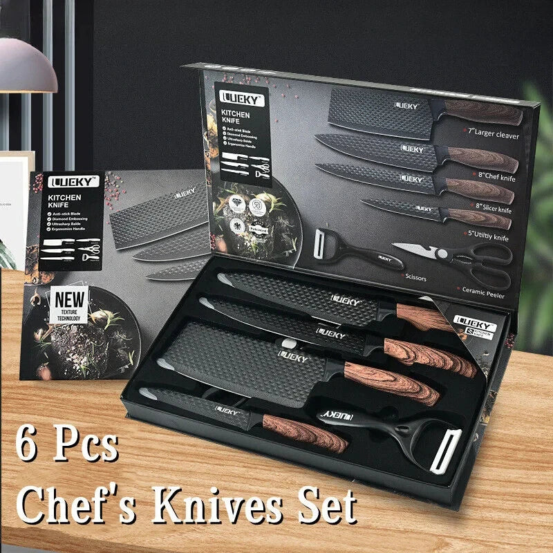 MDHAND Six Piece Stainless Steel Knife Set for Kitchen