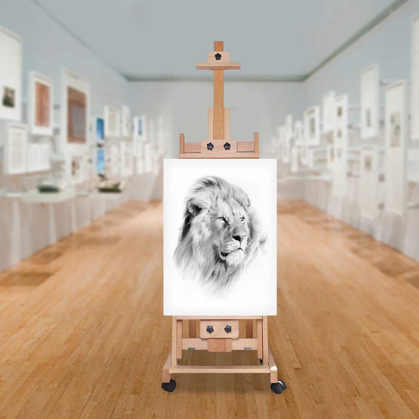 Floor Folding Sketch Easel Dual-Purpose H-Frame Wood Studio