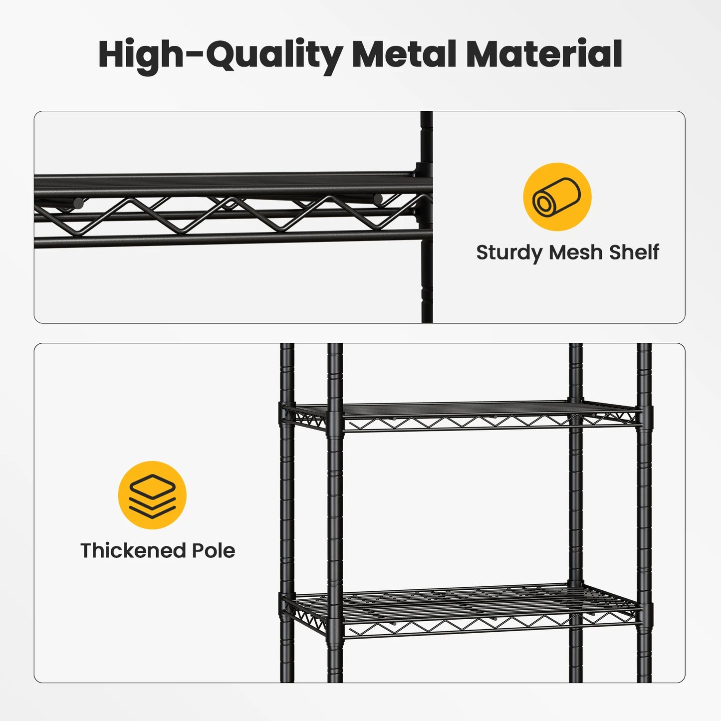 JHK Heavy Duty 3-5 Tier Grid Storage Bookshelf With Wheels