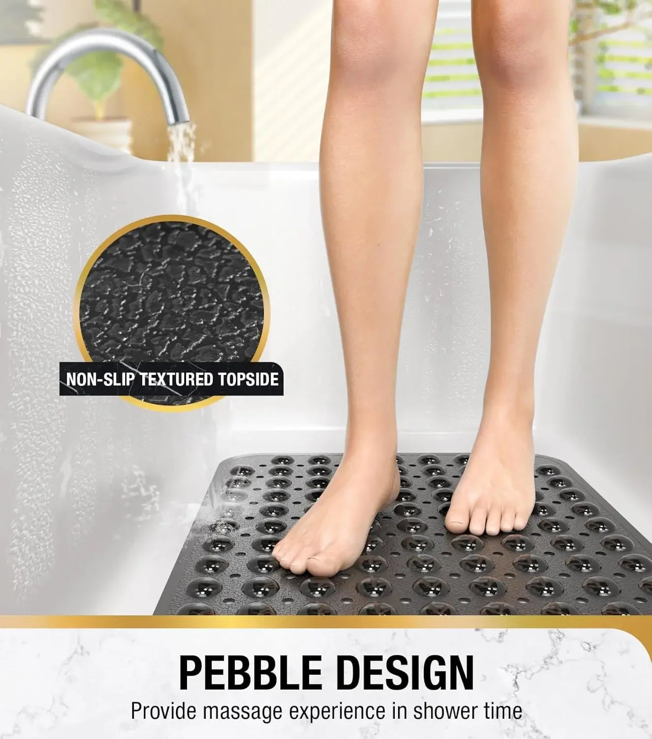 Extra Long Bathtub Mat Non Slip With Suction Cups Holes