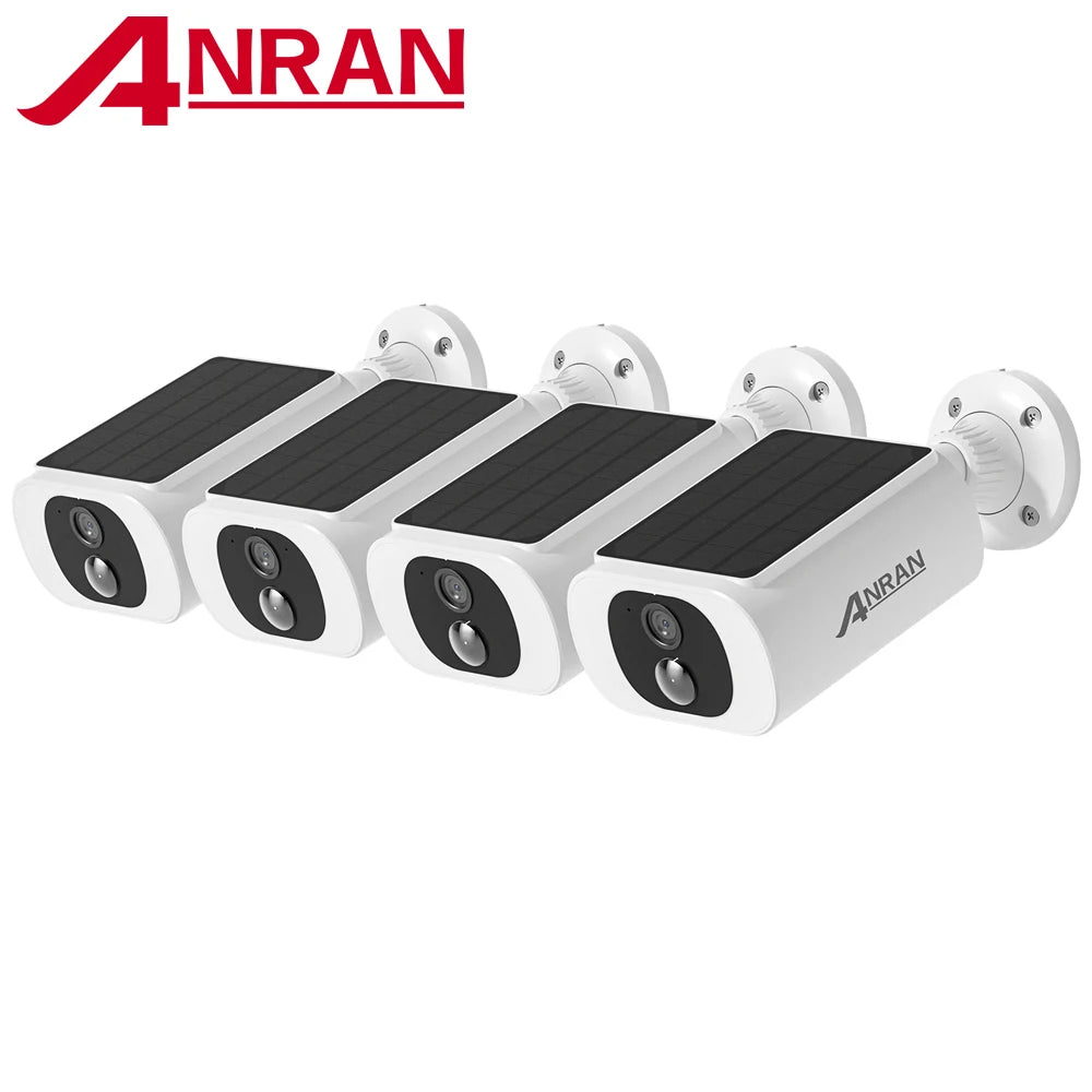 ANRAN 2K Solar Camera System 4 Pack Wireless Battery Floodlight