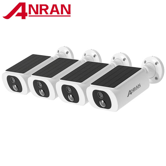 ANRAN 2K Solar Camera System 4 Pack Wireless Battery Floodlight