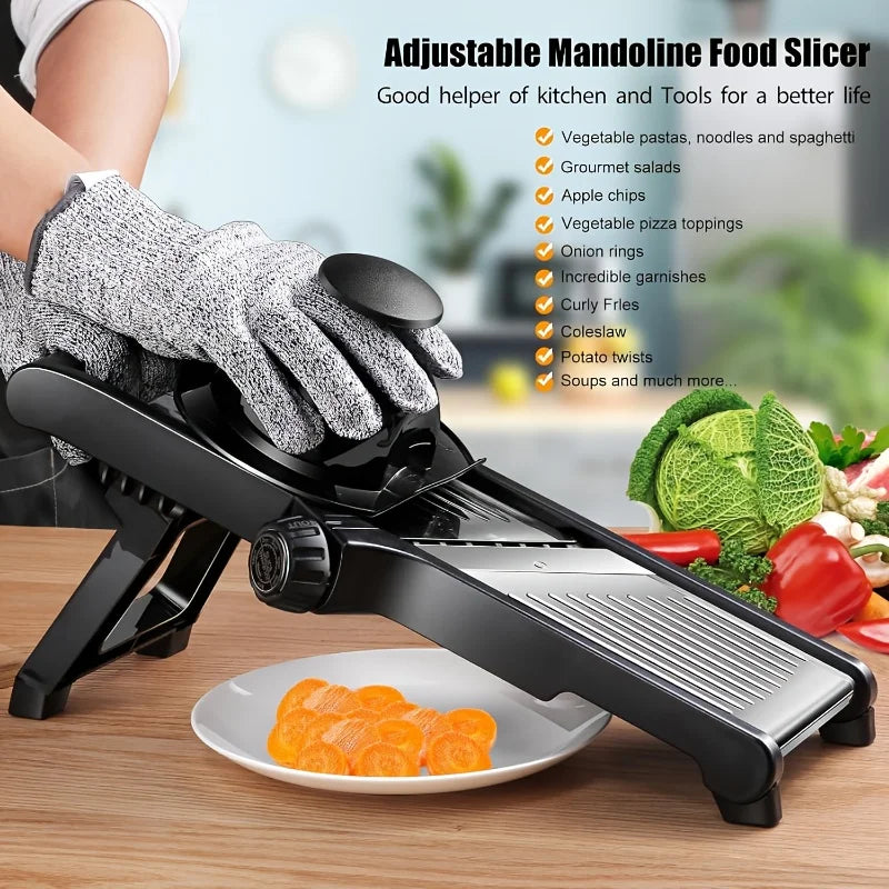 AEDG Stainless Steel Mandoline Slicer With 5 Blades And Guard