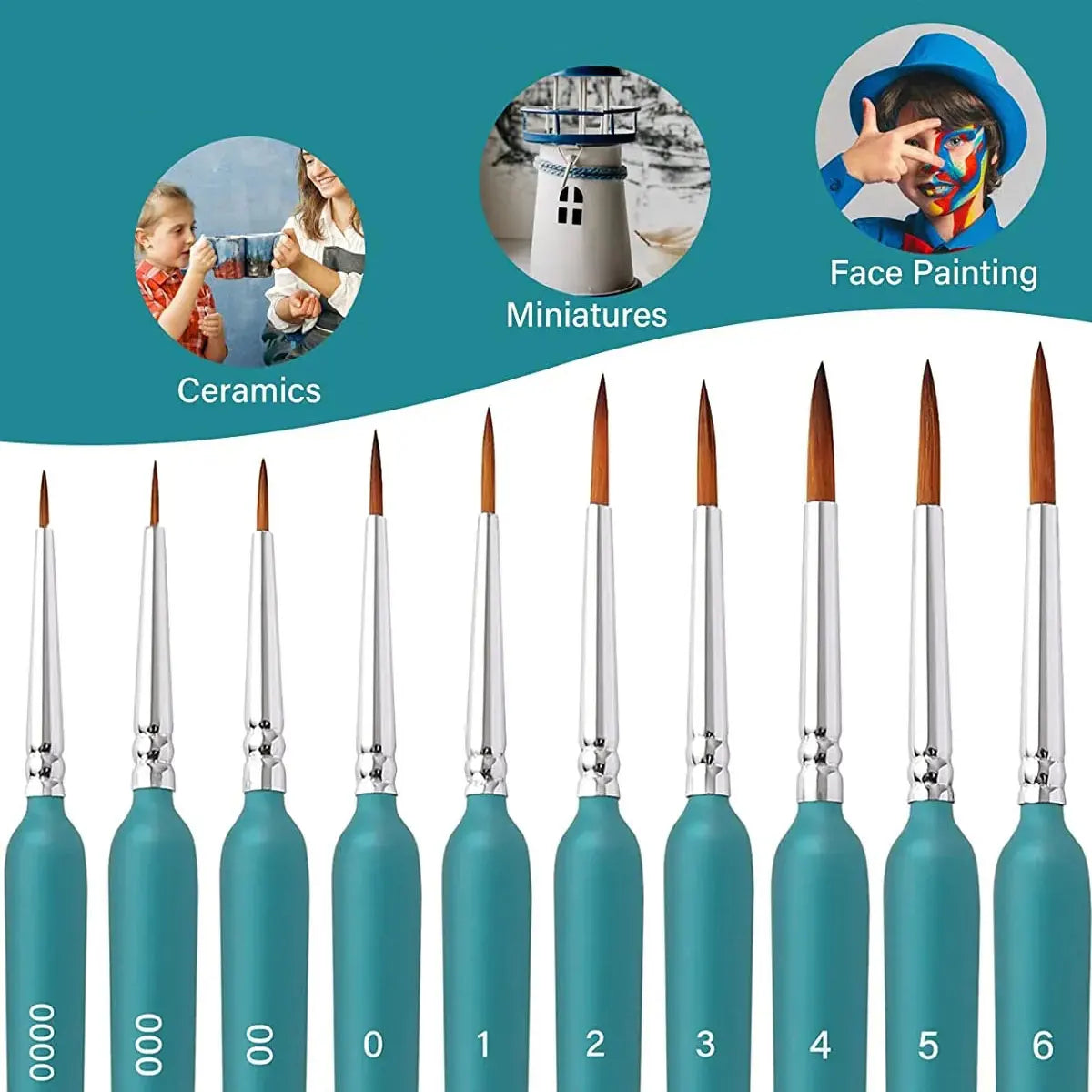Miniature Paint Brush Set With Ergonomic Handle For Acrylic