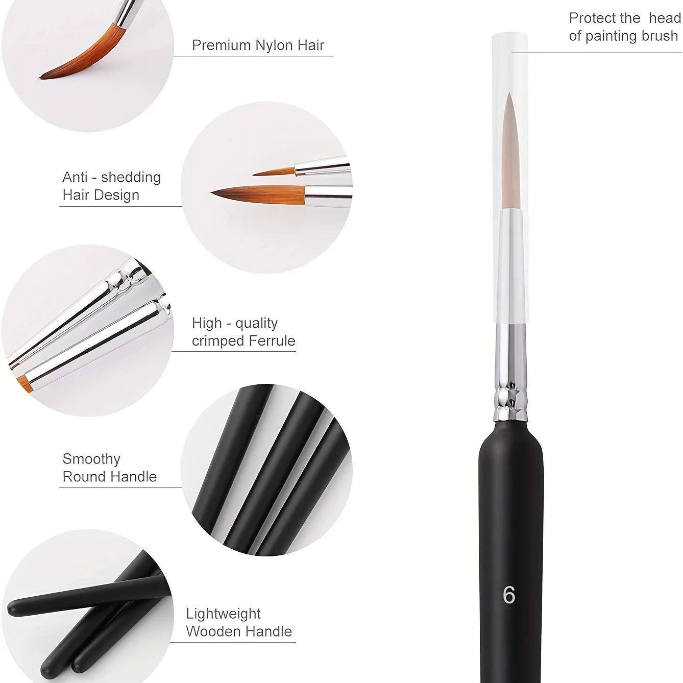 Miniature Paint Brush Set With Ergonomic Handle For Acrylic