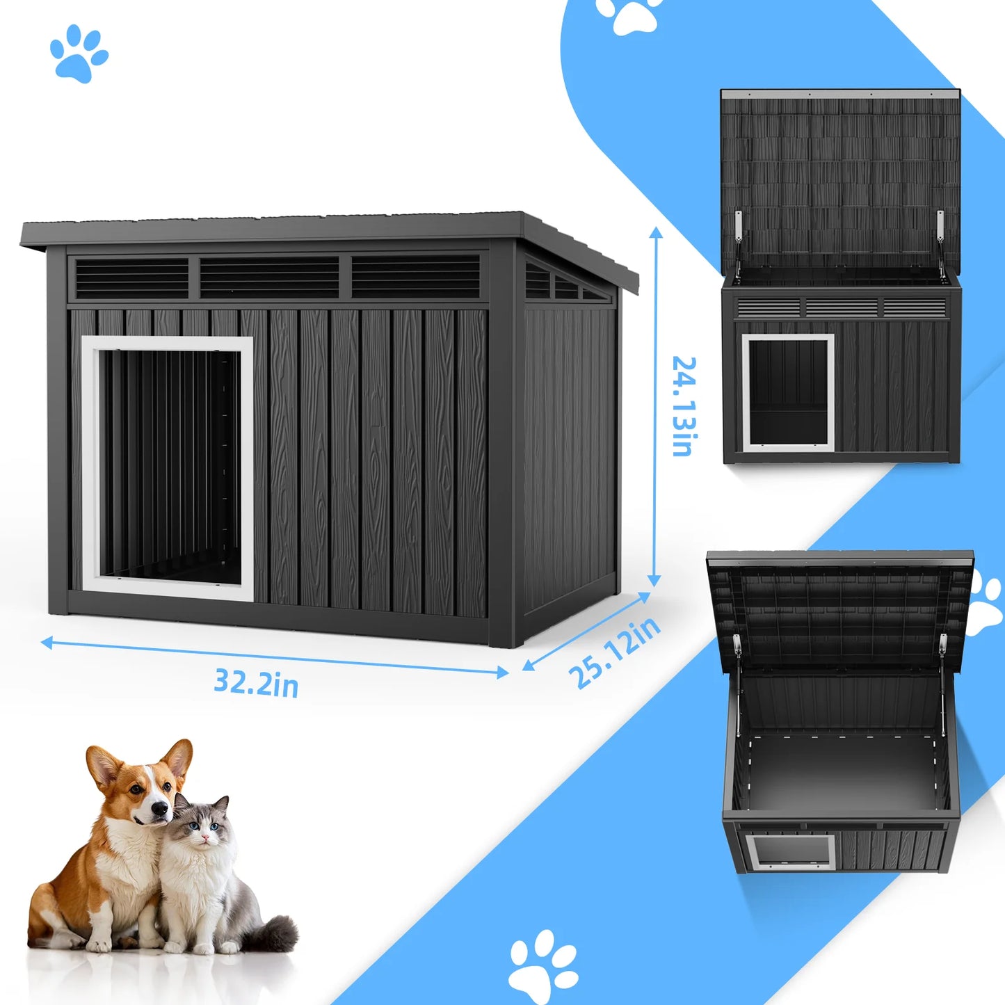 Resin Dog House Hydraulic Rod Kennel Waterproof Outdoor