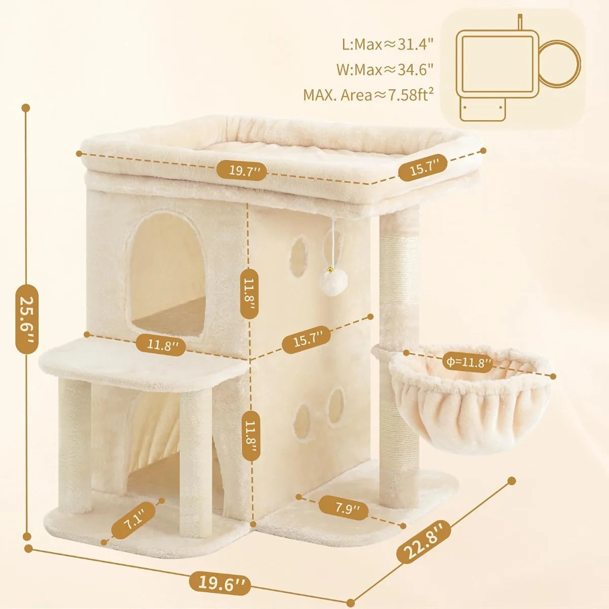 NBVCX Cat Tower With Large Perch And Dual Condos Premium