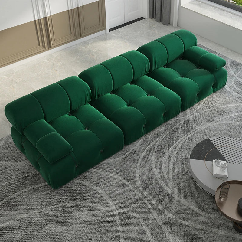Sdorens Velvet Convertible Modular Sectional Sofa 3 Seats