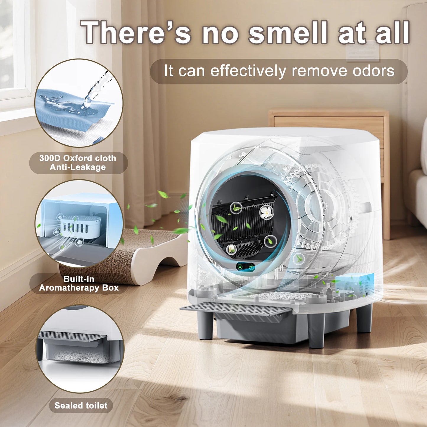 Automatic Self Cleaning Litter Box With App Control Odor Control Safety Sensor