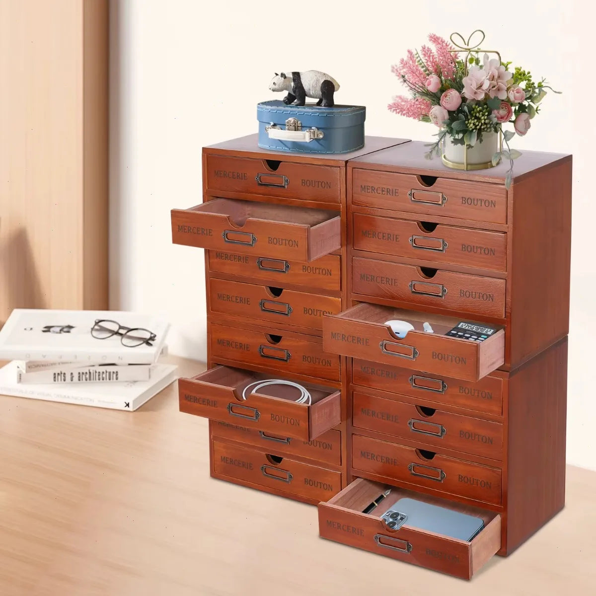 Bymaocar Four Tier Drawer Organizer Set For Office And Home Storage