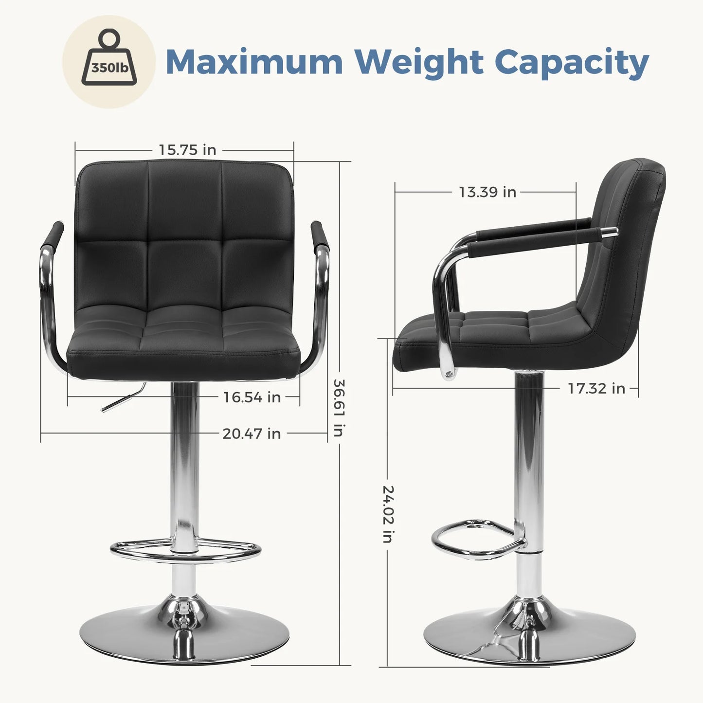JHK Ergonomic PU Leather Swivel Office Chair With Adjustable Armrests