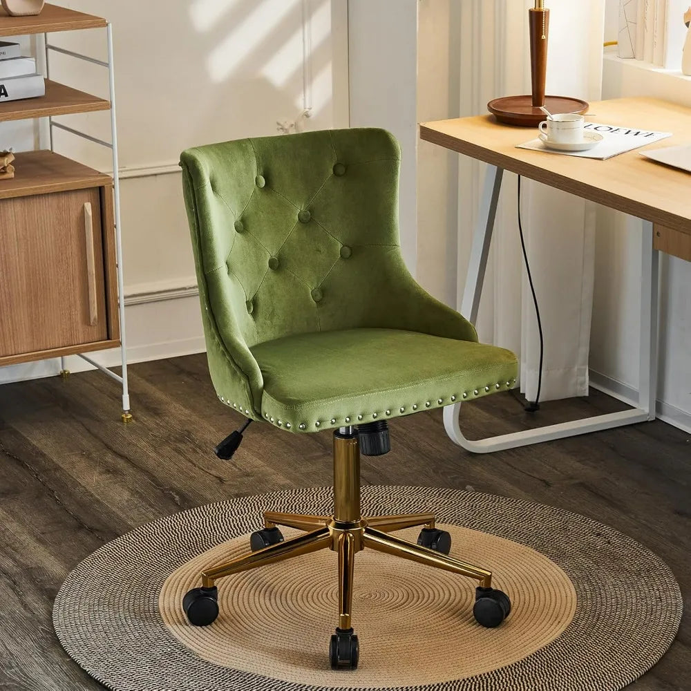 VINGLI Velvet Office Desk Chair With Adjustable Height Metal Base