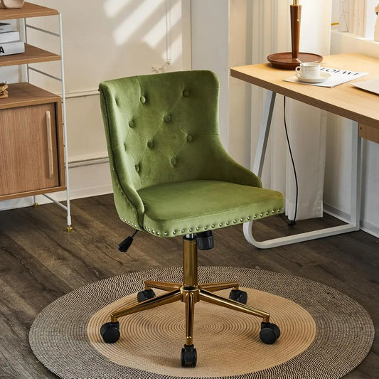 VINGLI Velvet Office Desk Chair With Adjustable Height Metal Base