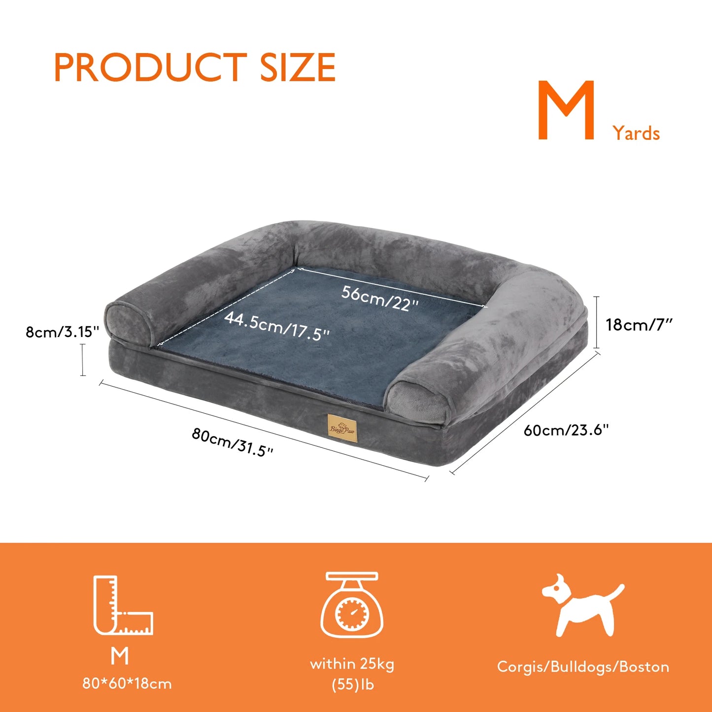 BINGOPAW Orthopedic Dog Bed With Removable Washable Cover Soft Foam