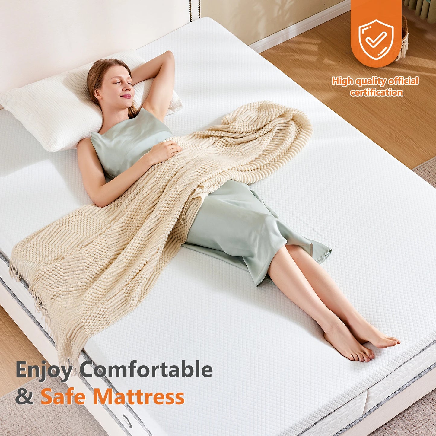 JHK Gel Memory Foam Mattress Topper With Removable Cover Cooling