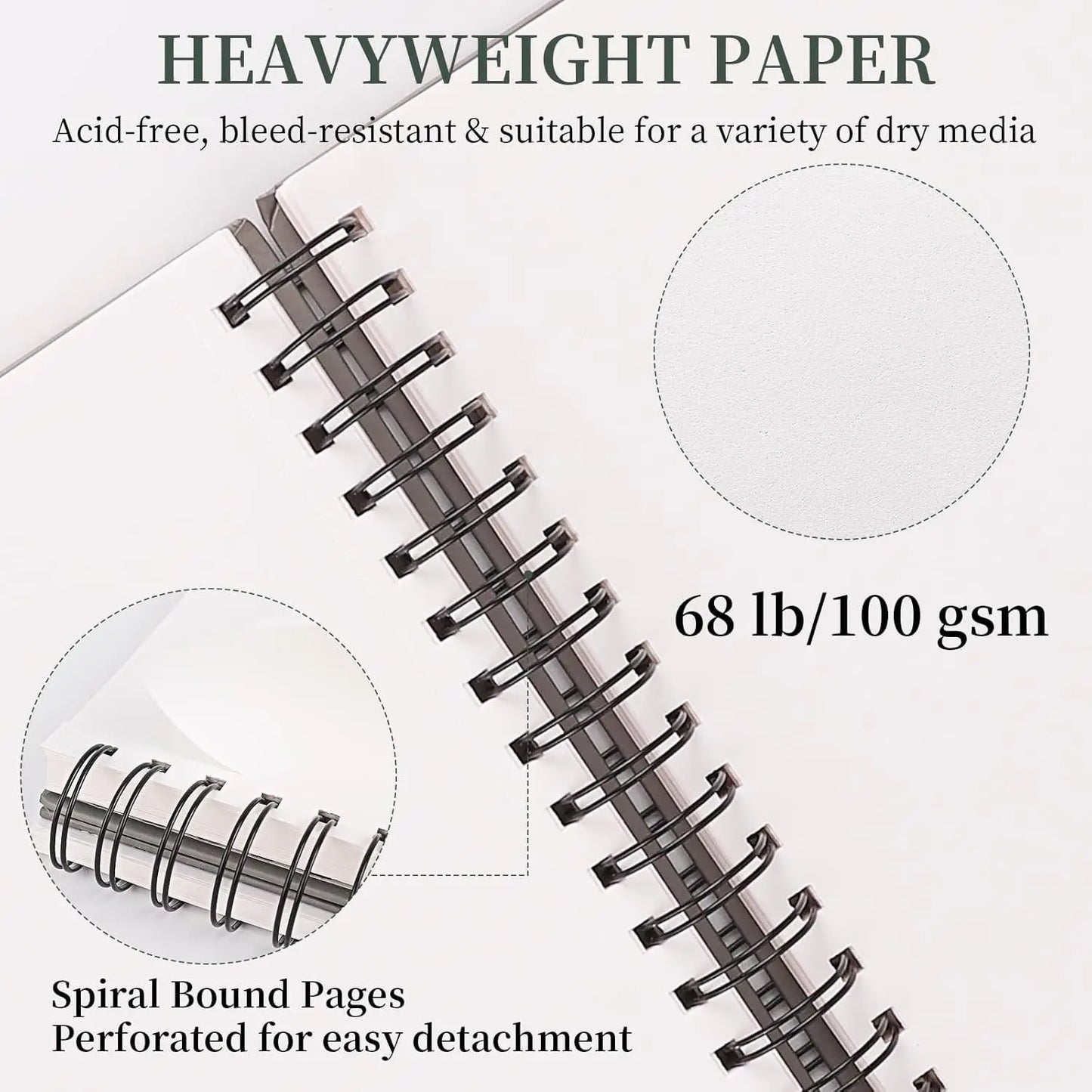 Sketch Book Spiral Bound Hardcover Drawing Pad 100 Sheets