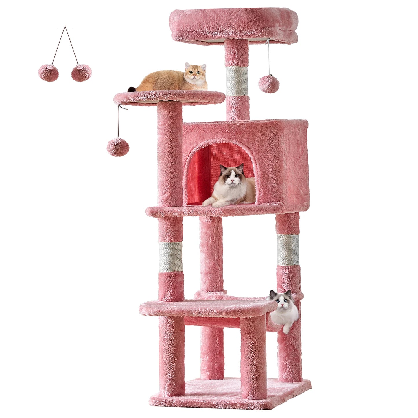 JHK Natural Sisal Multi Cat Indoor Cat Tree With House