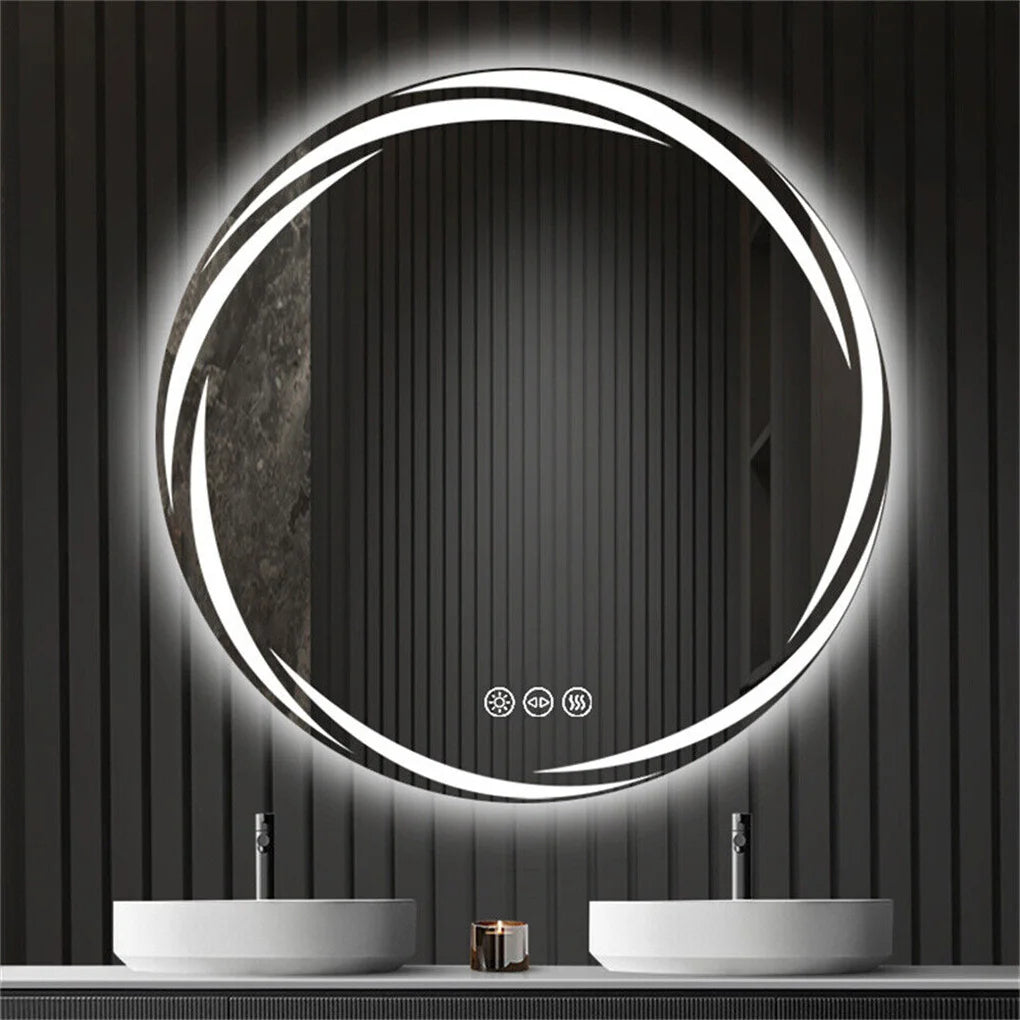 LED Anti-Fog Circular Bathroom Mirror With Backlit 3-Color Lights