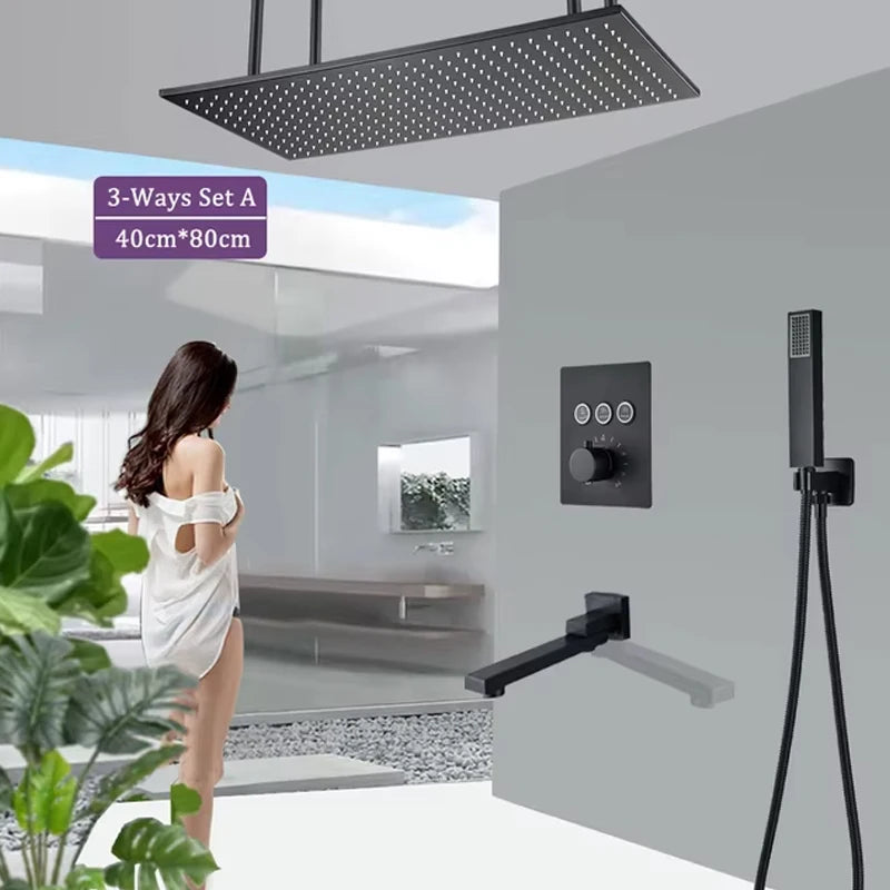 Wanmivezlo LED Brass Rainfall Shower Head Wall Mounted