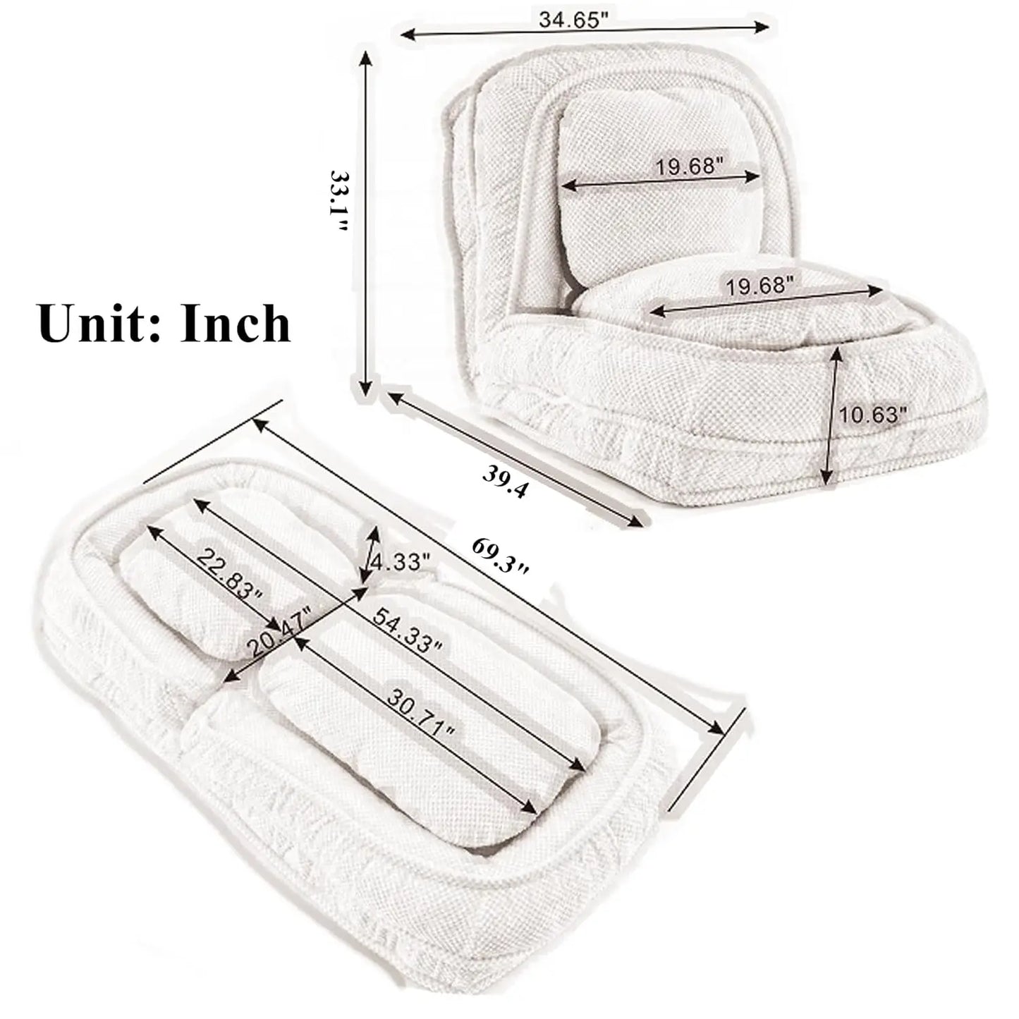 GUOHE Foldable Lazy Sofa Bed With 5 Positions Backrest