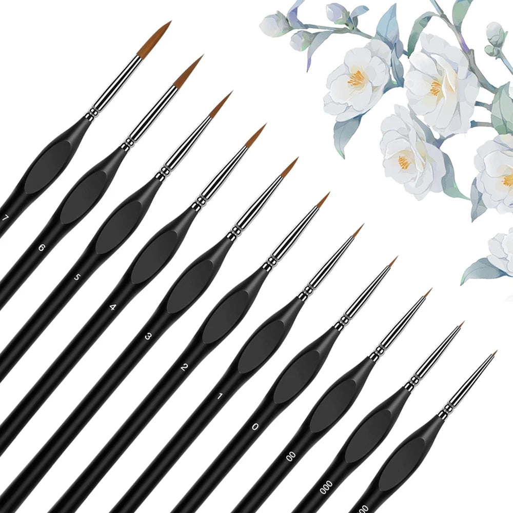 Miniature Paint Brush Set With Ergonomic Handle For Acrylic