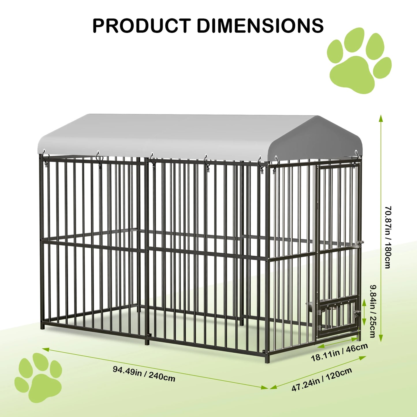 HiMISS Galvanized Dog House Kennel Outdoor UV Water Resistant Cover