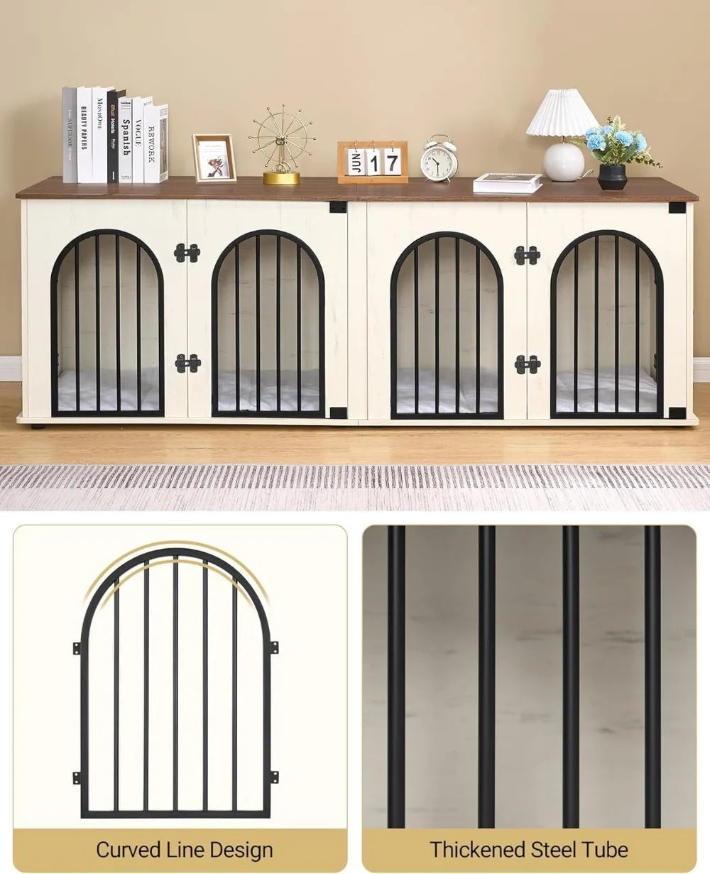 Heavy Duty Indoor Dog Kennel Furniture For Two Dogs Wooden Cage Divider