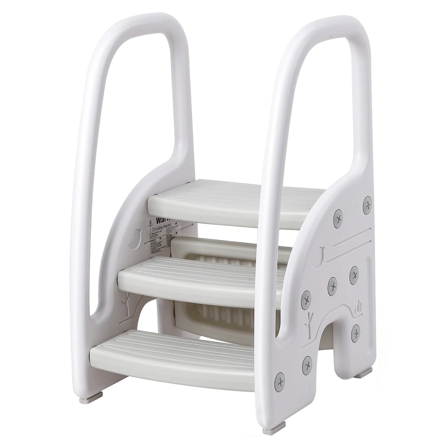 Toddler Step Stool With Handles, 3-Step Plastic Stool For Bathroom