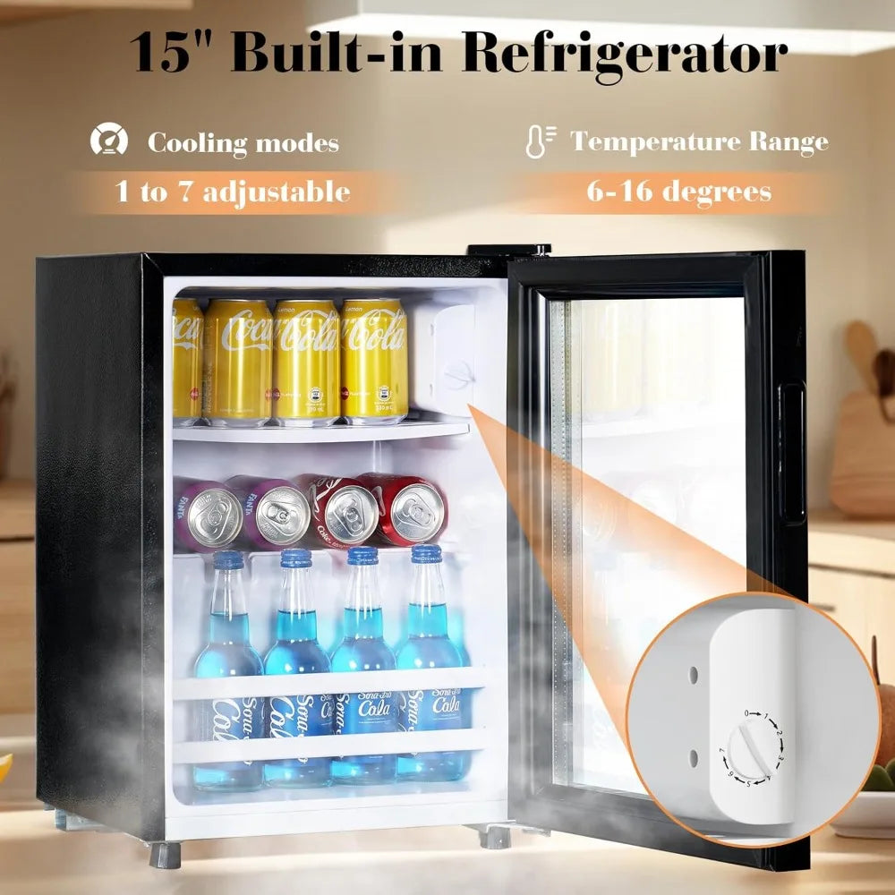 Farmhouse Coffee Bar Cabinet With Refrigerator Wine Rack