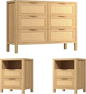 RBXC 6 Drawer Dresser And 2 Nightstands Bedroom Furniture Set