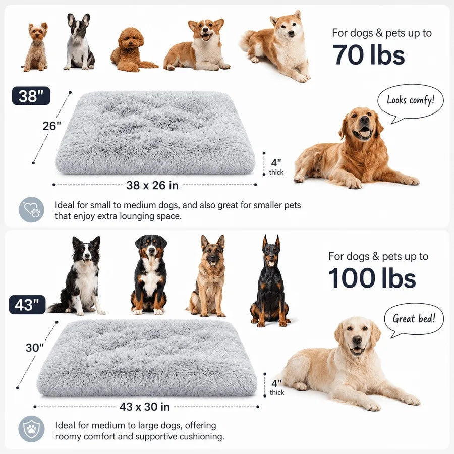 Plush Dog Bed With Non Slip Bottom Anti Anxiety Comfort