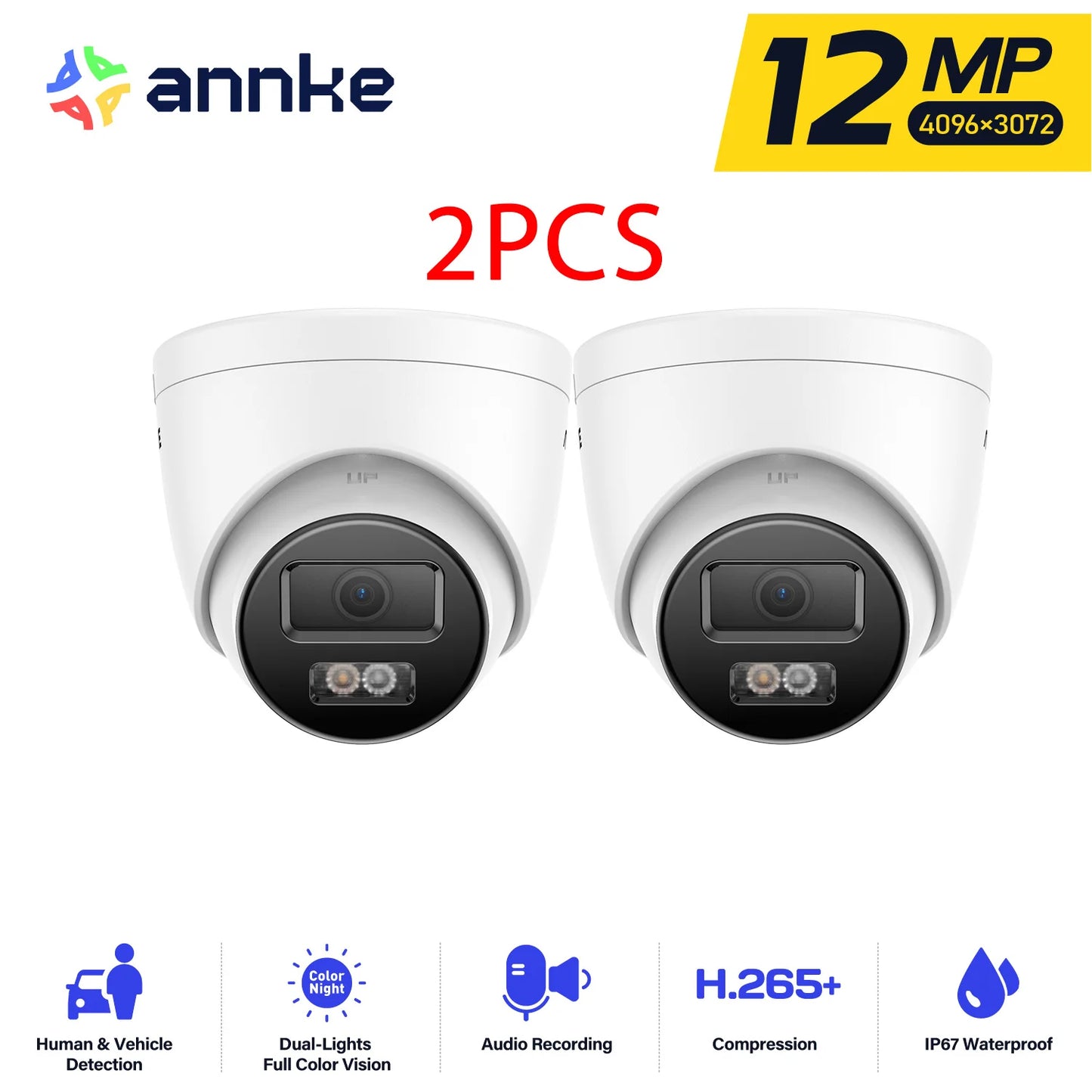 ANNKE 12MP PoE IP Camera Dual Light Built-In Mic Security