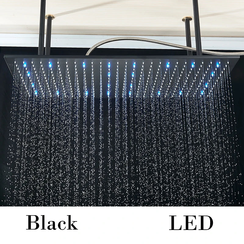 Wanmivezlo LED Brass Rainfall Shower Head Wall Mounted